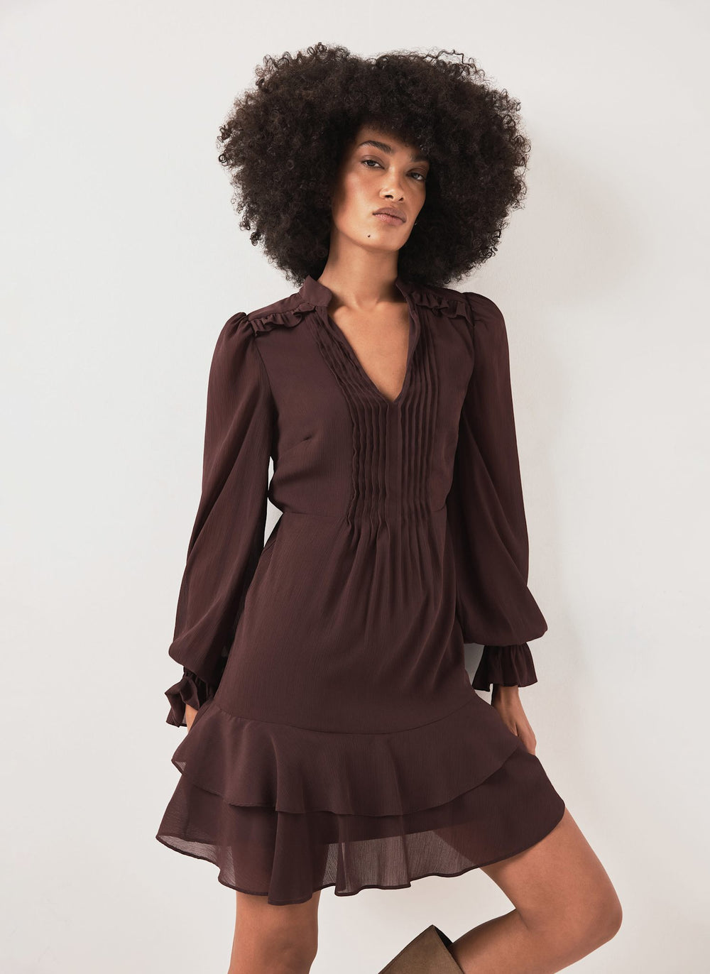 Burgundy Ruffle Mini Dress