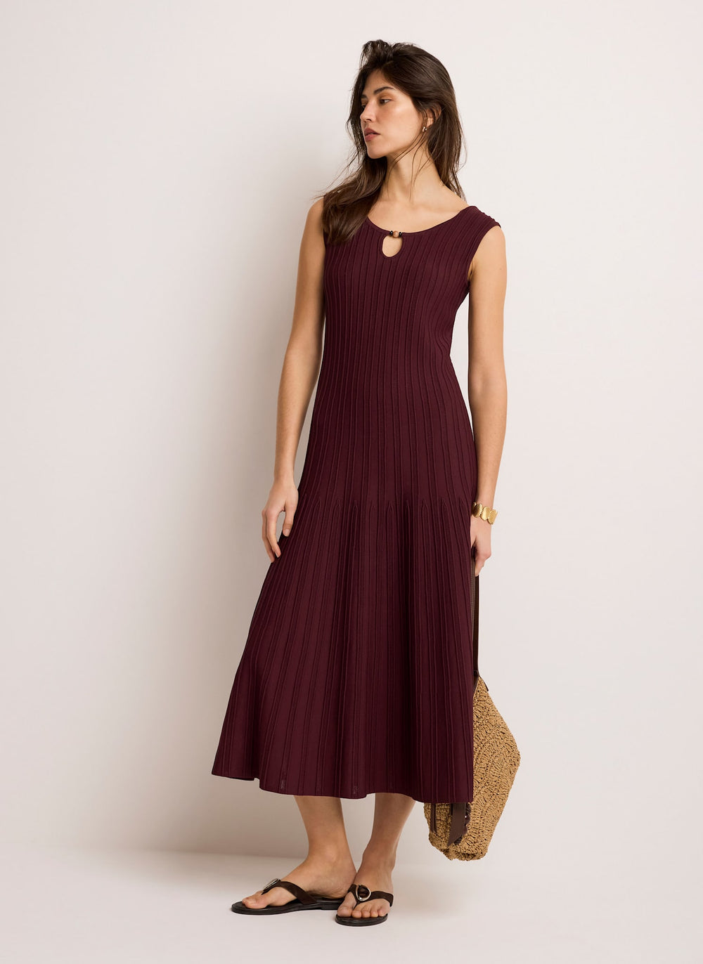 Burgundy Ribbed Beaded Midi Dress Mint Velvet Burgundy Ribbed Beaded Midi Dress Mint Velvet