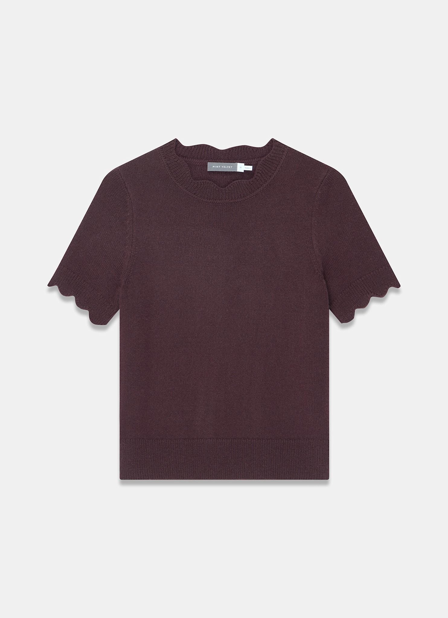 Burgundy Scallop Trim Knit Top – Mint Velvet