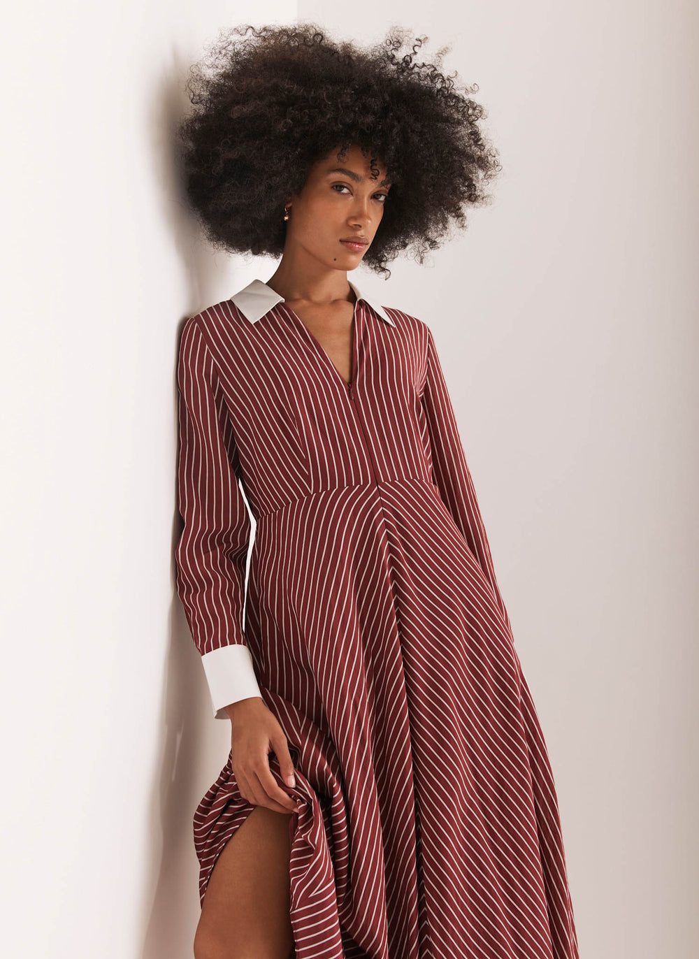 Burgundy Striped Maxi Shirt Dress – Mint Velvet
