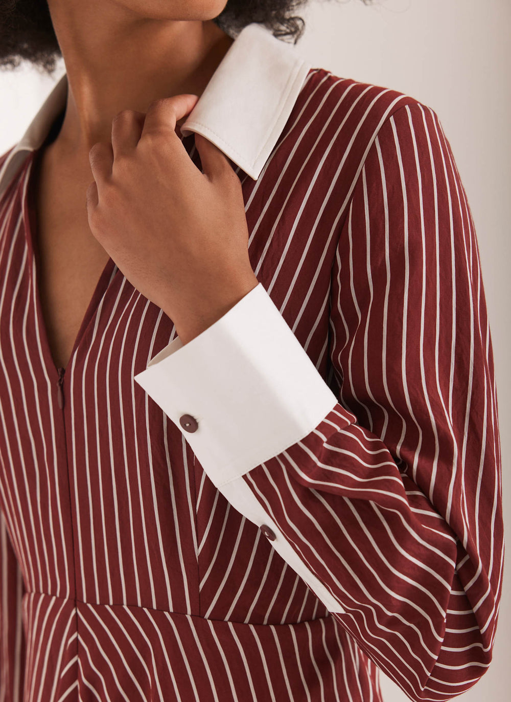 Burgundy Striped Maxi Shirt Dress – Mint Velvet