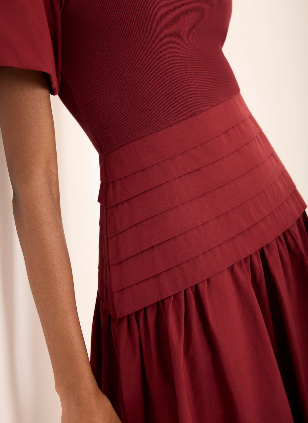 Burgundy Cotton Blend Maxi Dress