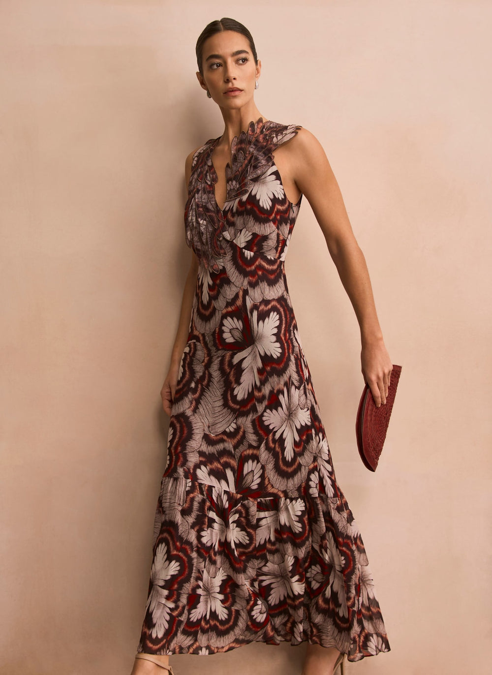 Brown Printed Maxi Dress