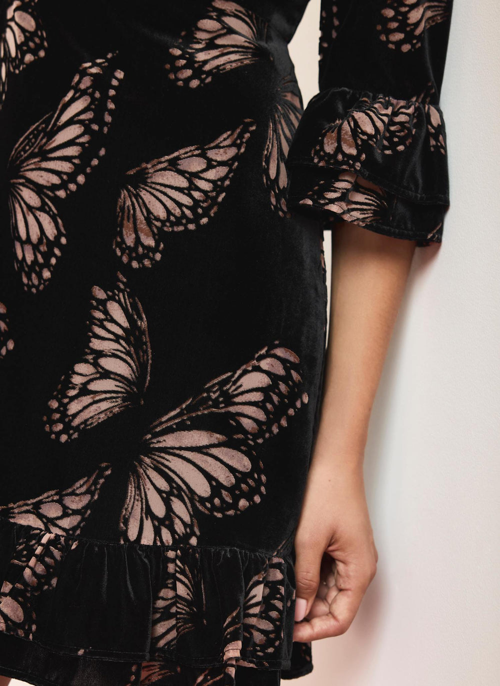 Black Velvet Butterfly Mini Dress
