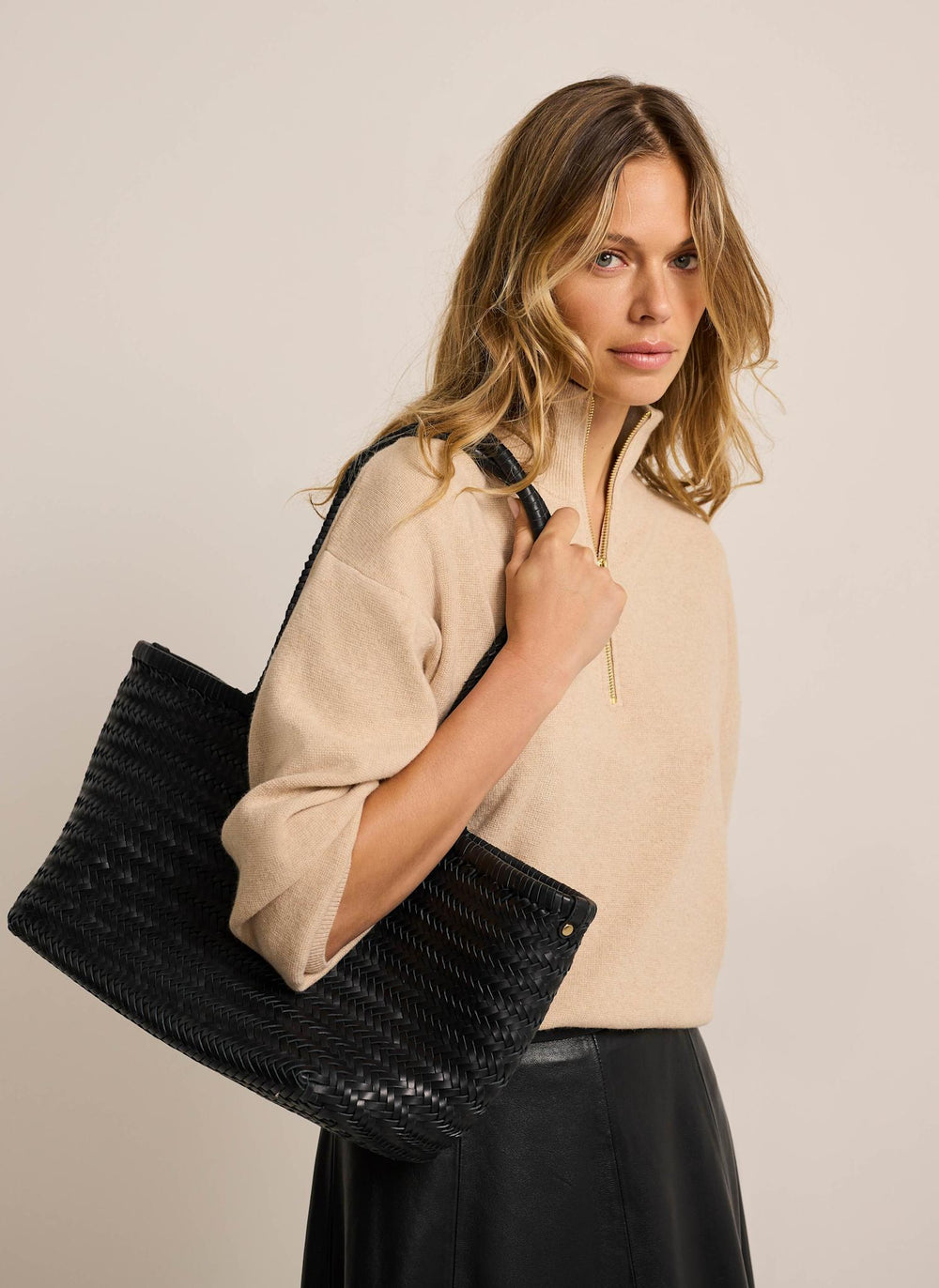 Neutral Funnel Neck Zip Through Jumper