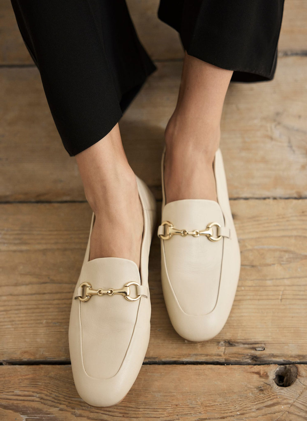 Camille Cream Leather Loafers