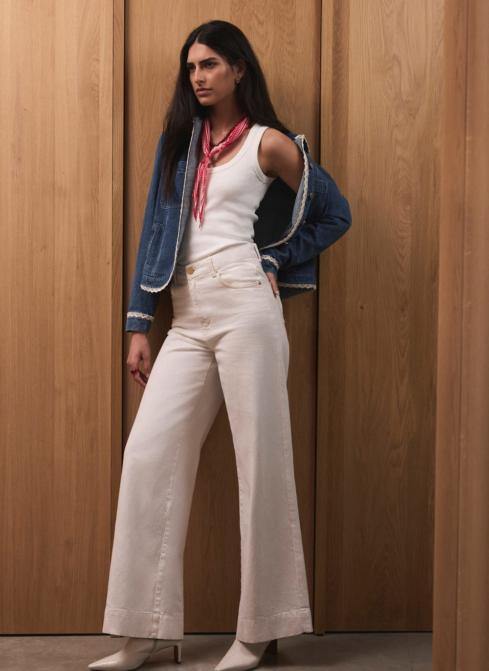 Cream Wide Leg Jeans