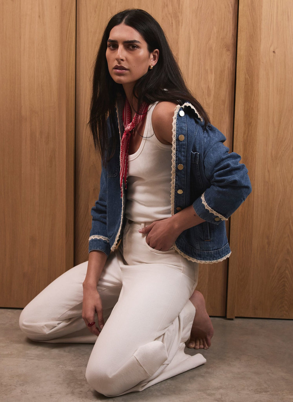 Cream Wide Leg Jeans