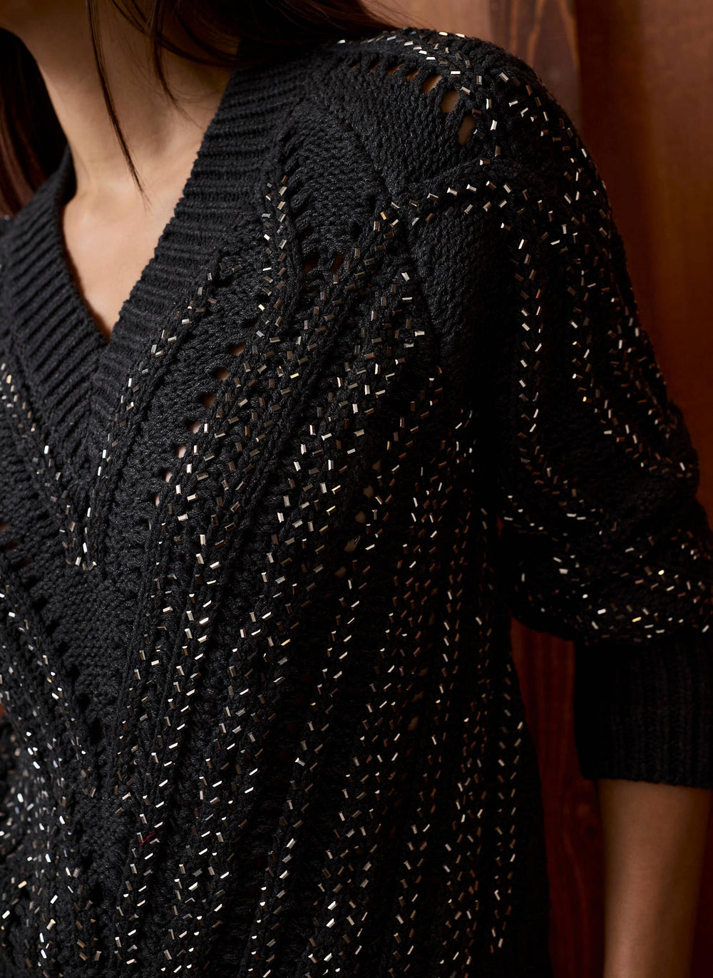 Dark Grey Cotton Blend Embellished Jumper