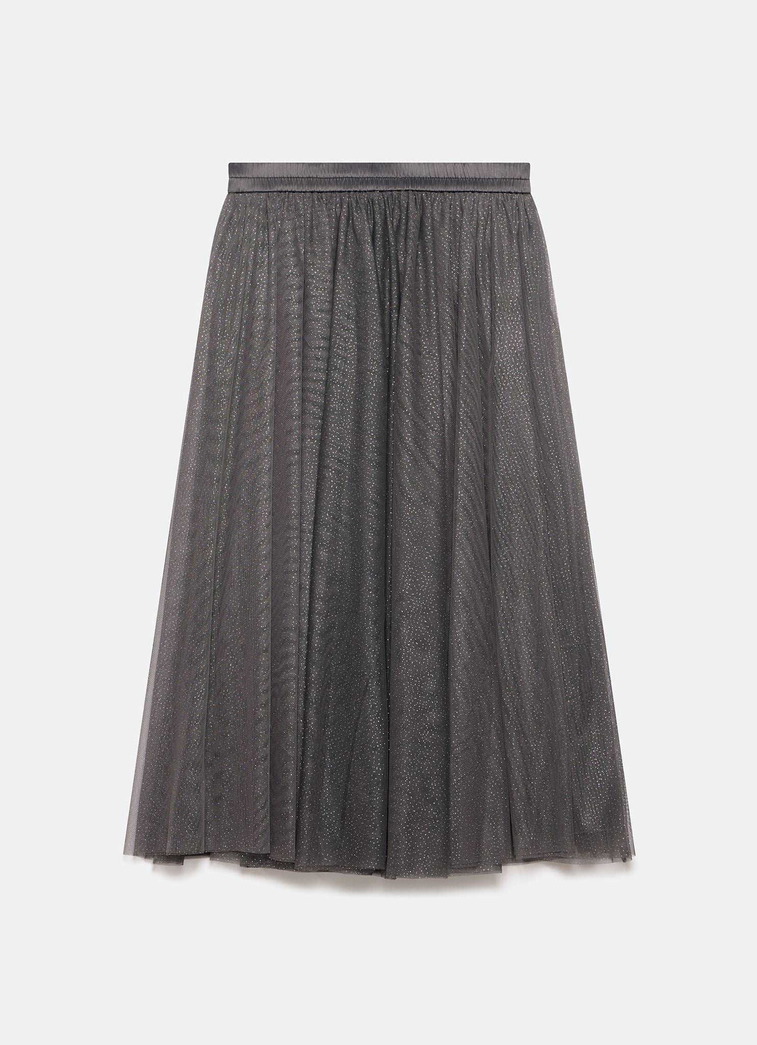 Grey Metallic Tulle Midi Skirt – Mint Velvet