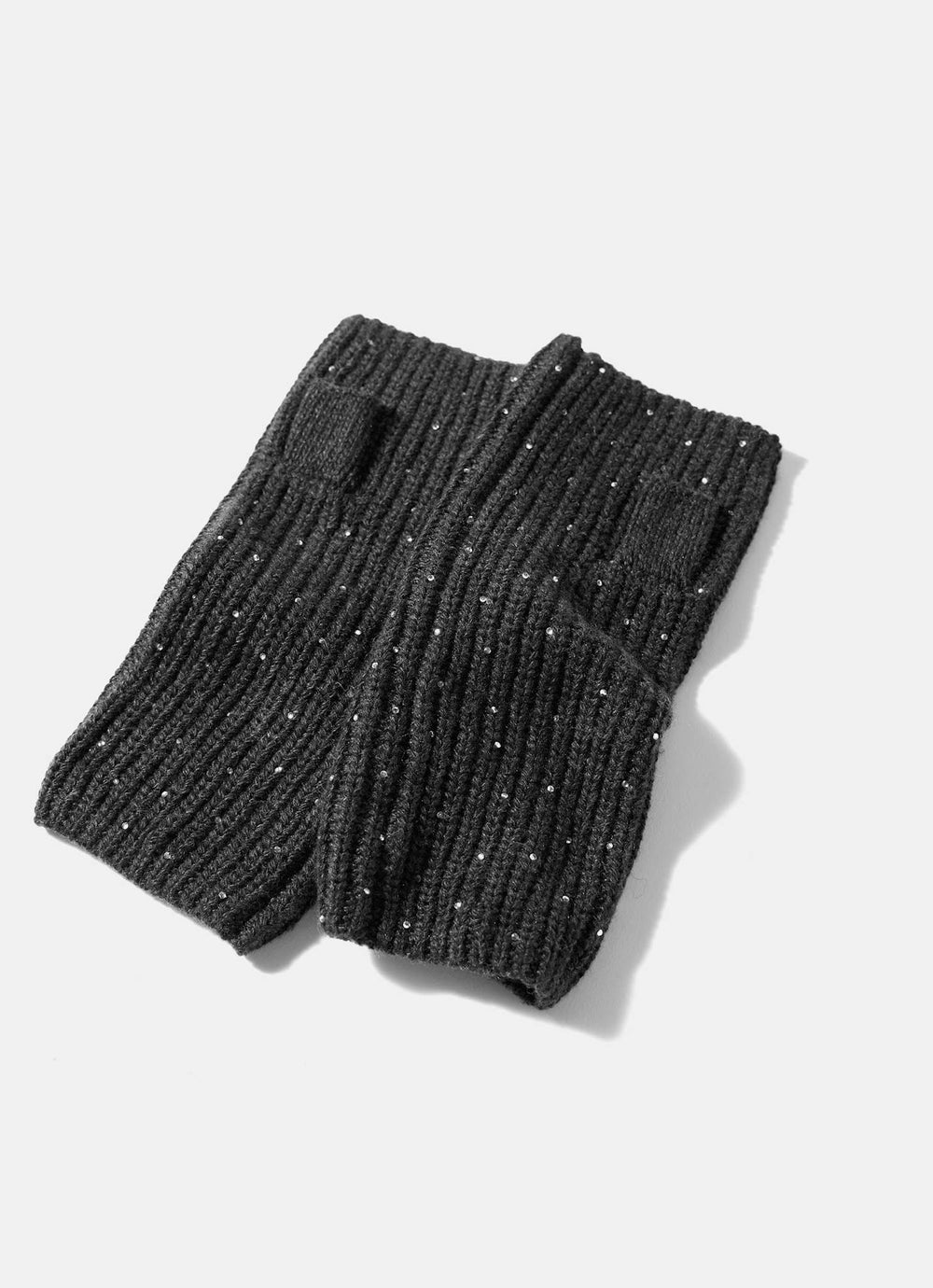 Dark Grey Embellished Knit Hand Warmers