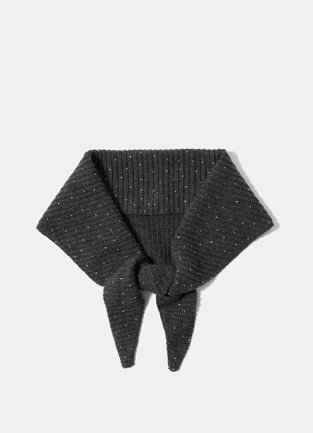 Grey Sequin Embellished Knit Scarf