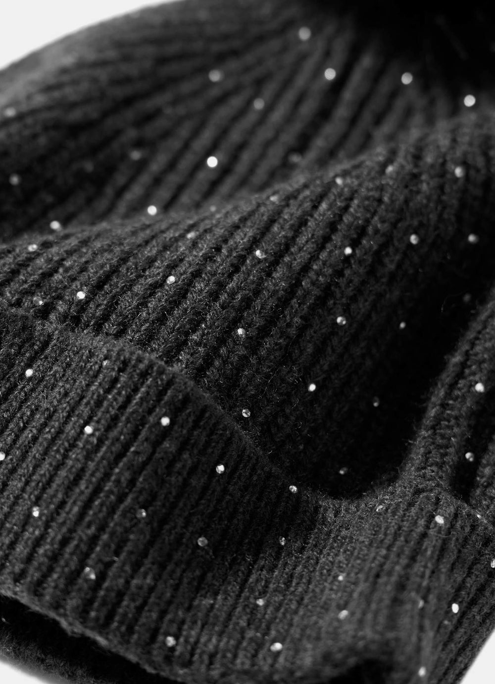 Dark Grey Embellished Knit Bobble Hat