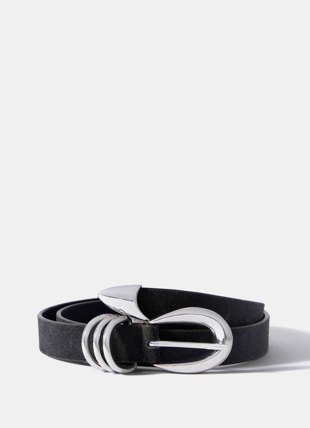 Grey Suede Slim Belt