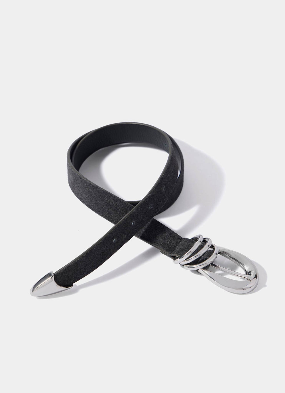 Grey Suede Slim Belt