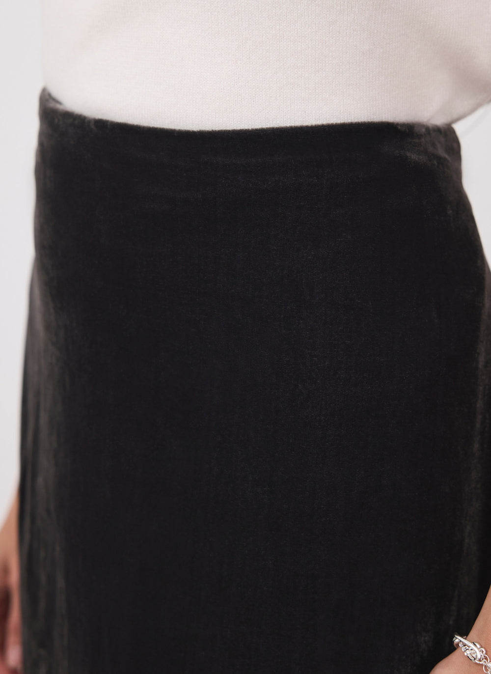 Grey Velvet Lace Slip Midi Skirt