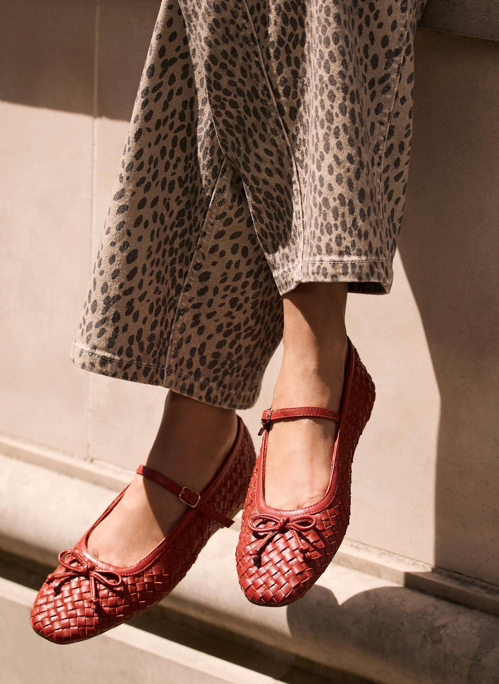 Charley Red Leather Woven Pumps
