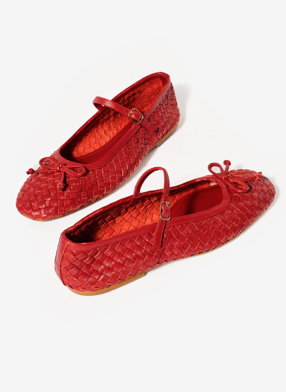 Charley Red Leather Woven Pumps