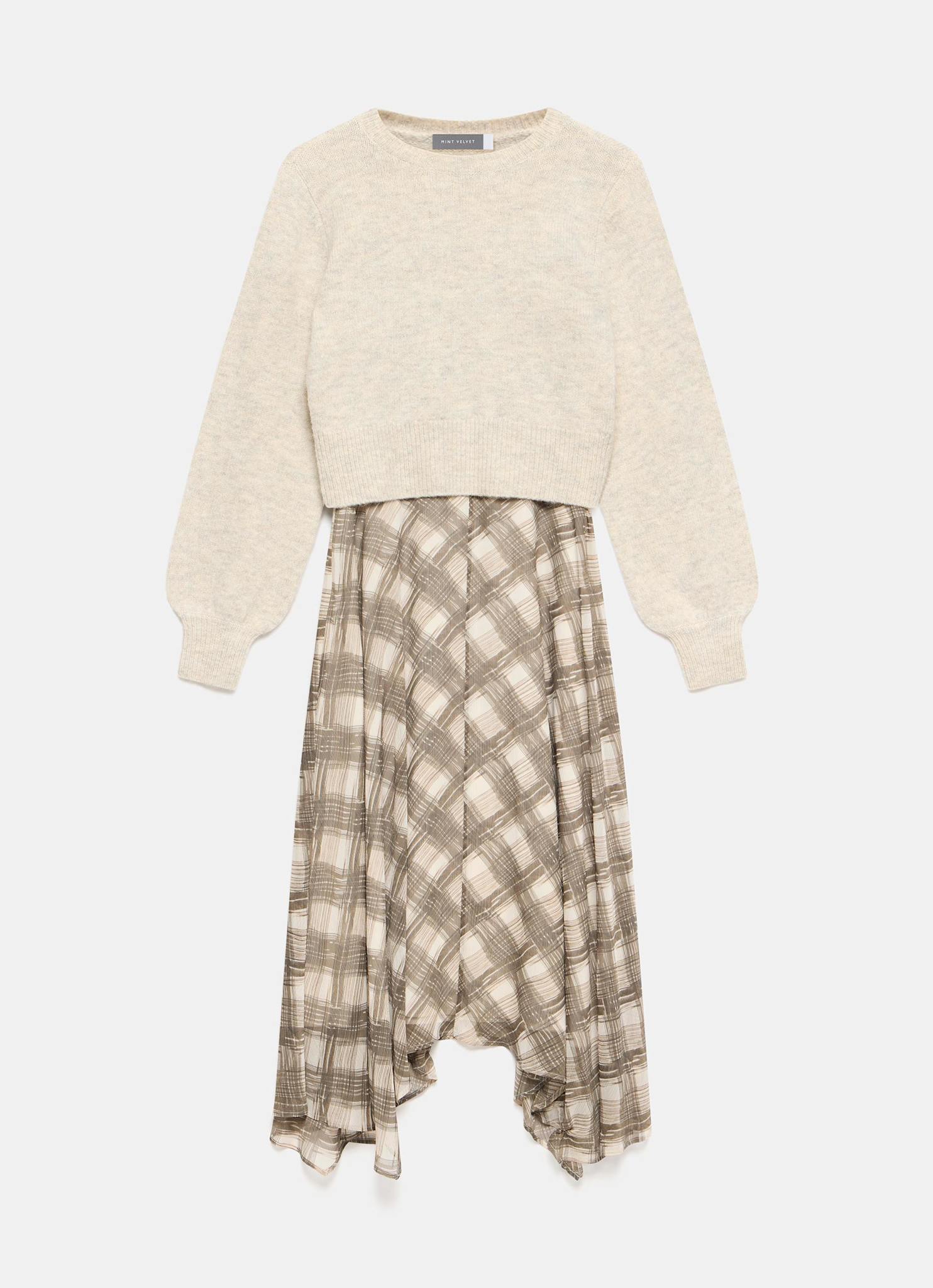 ワンピース andmary Betty layered check dress brown andmary Betty layered dress ワンピース Betty layered check dress