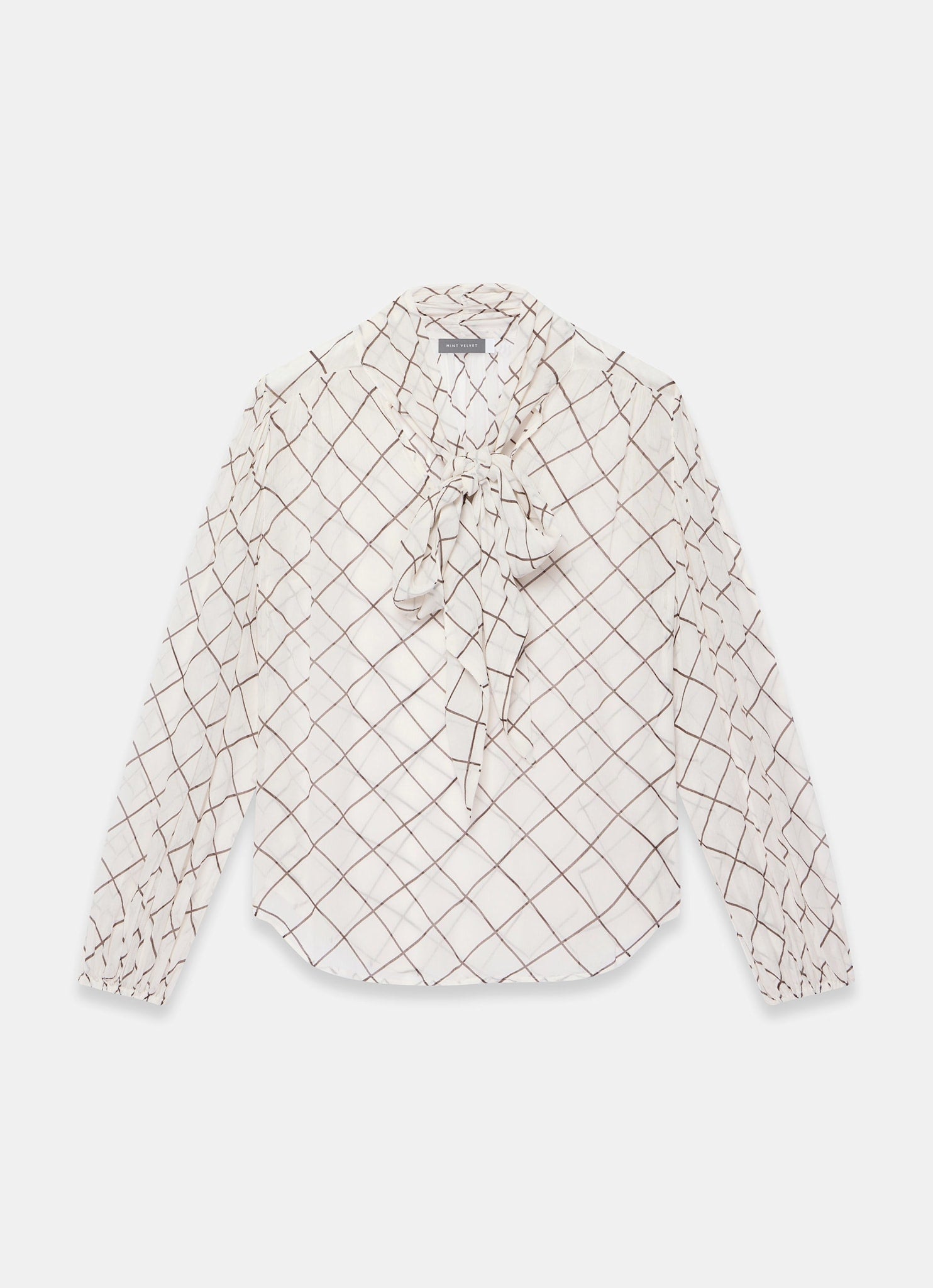 Cream Checked Pussy Bow Blouse – Mint Velvet