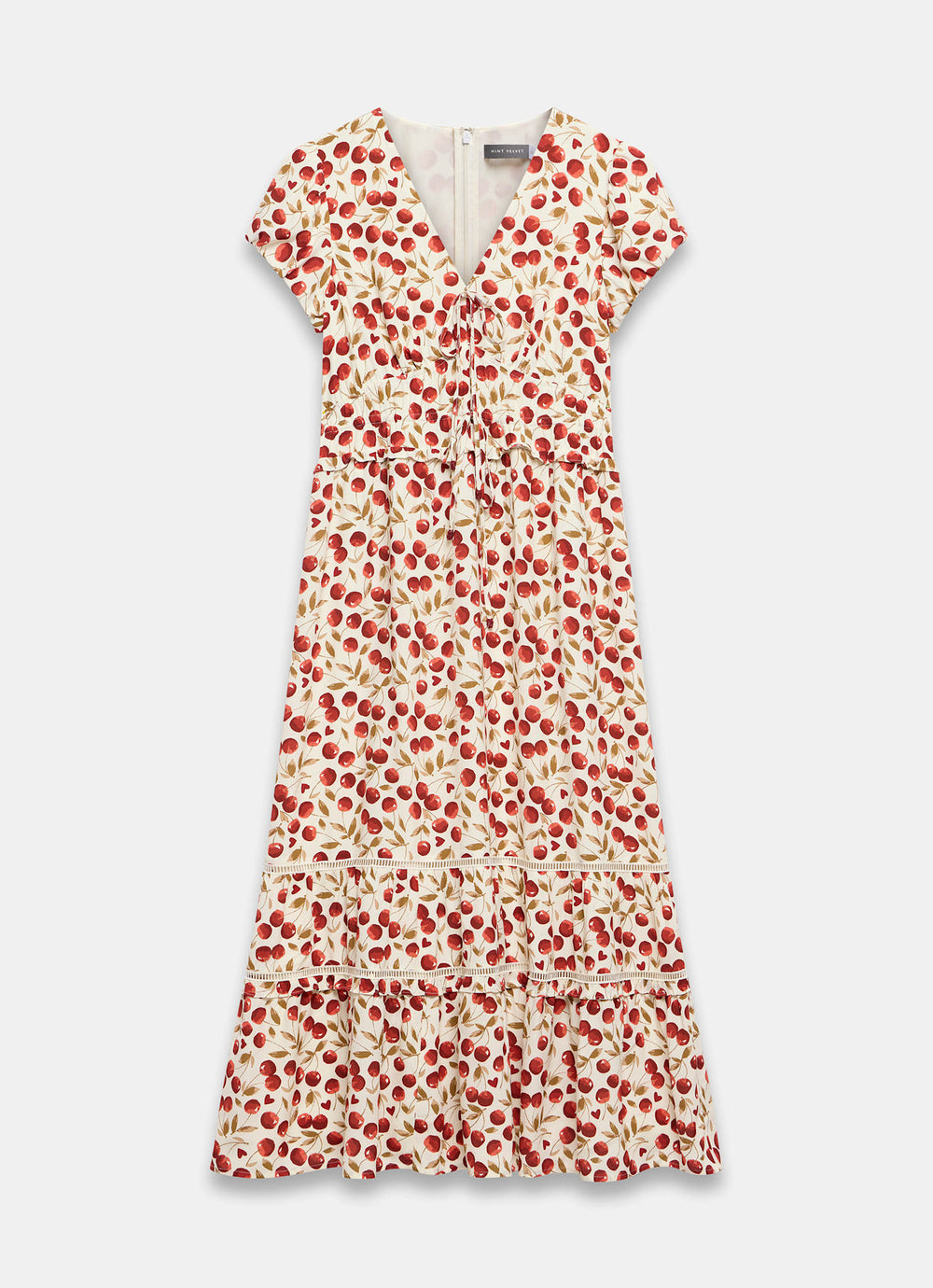 Mint Velvet Women's Cherry Print Midi Dress - Red - Size 14 Mint Velvet Women's Cherry Print Midi Dress - Red - Size 14