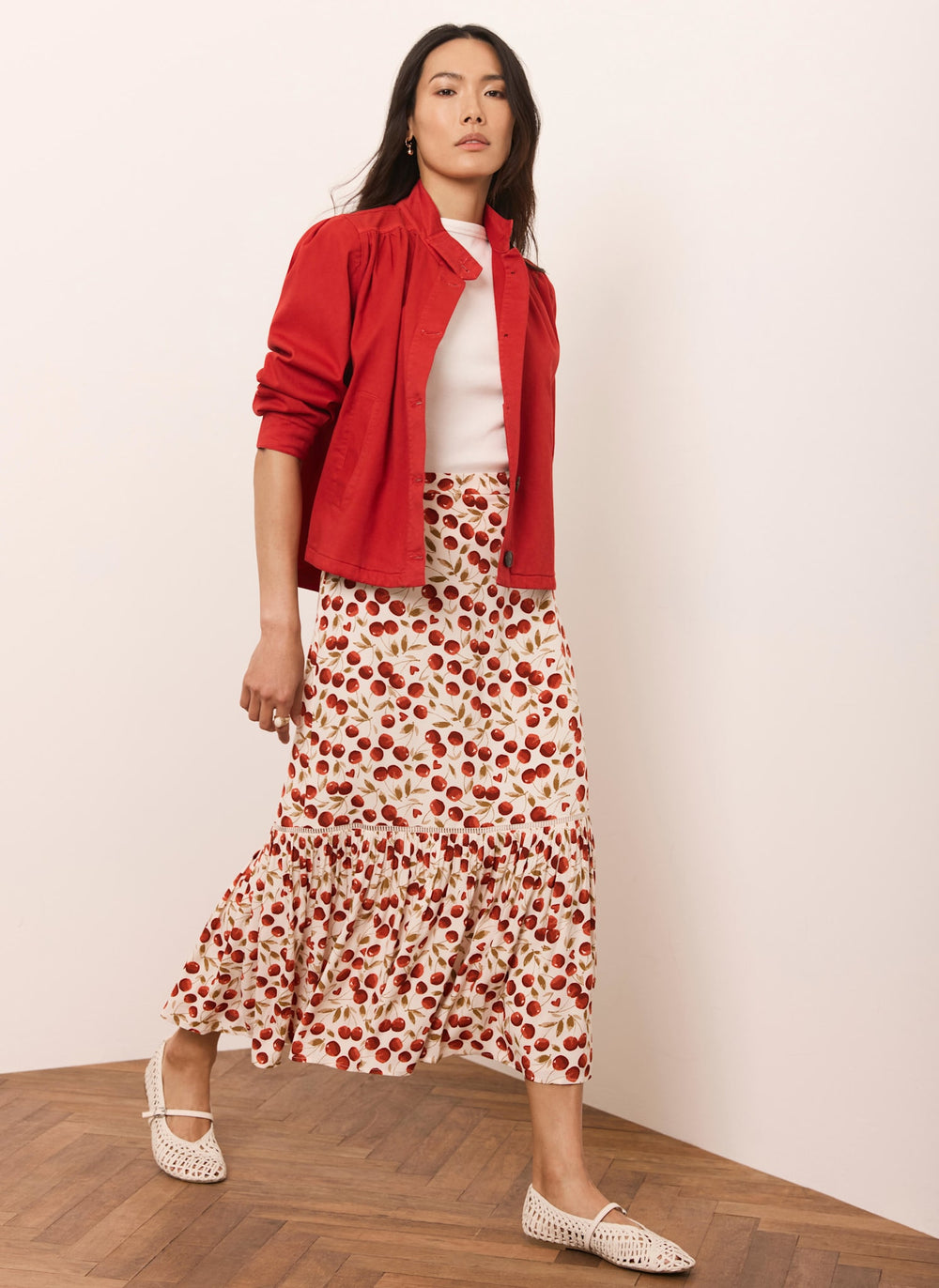 Red Cherry Print Skirt