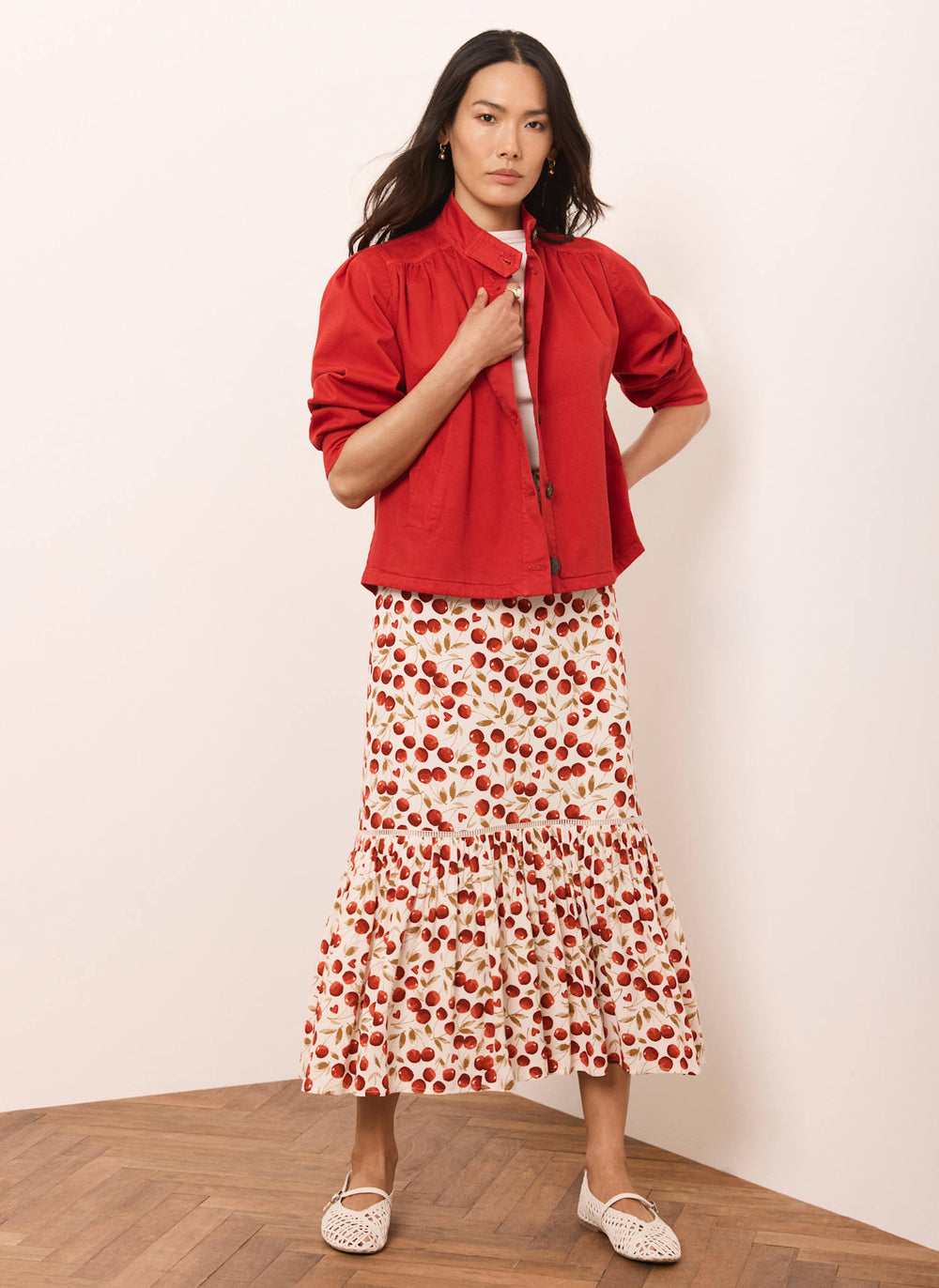 Red Cherry Print Skirt