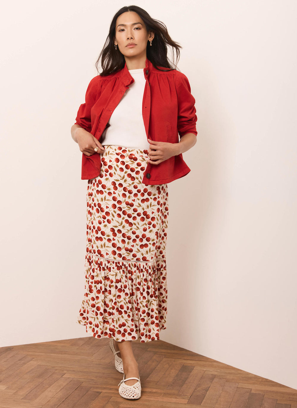 Red Cherry Print Skirt