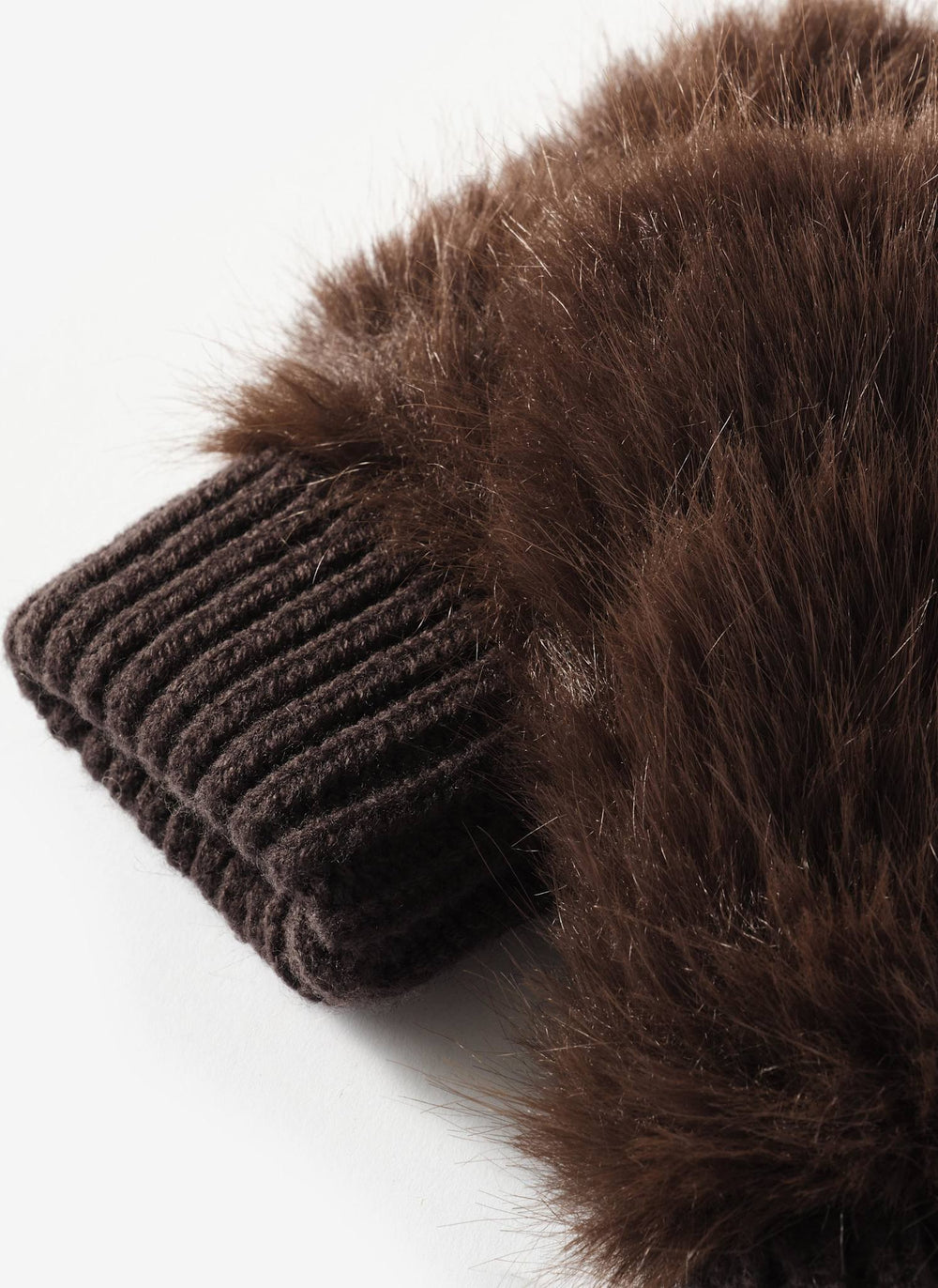 Brown Faux Fur Fingerless Gloves
