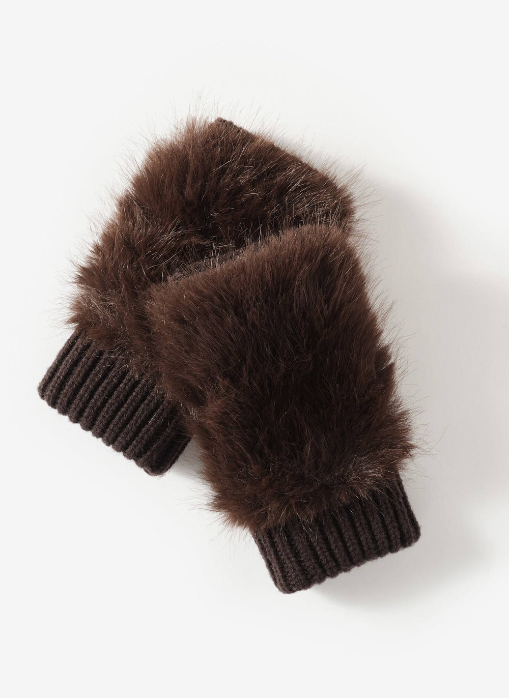 Brown Faux Fur Fingerless Gloves