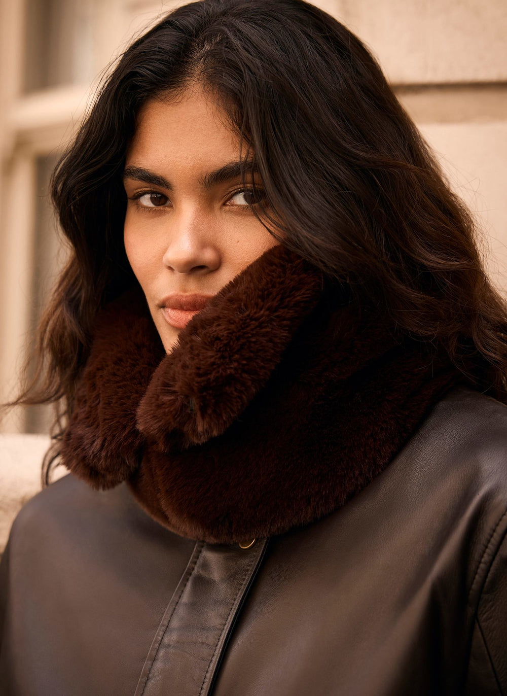 Brown Faux Fur Collar