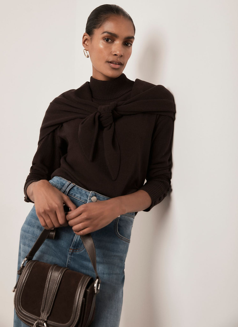 Brown Layered Knit Top