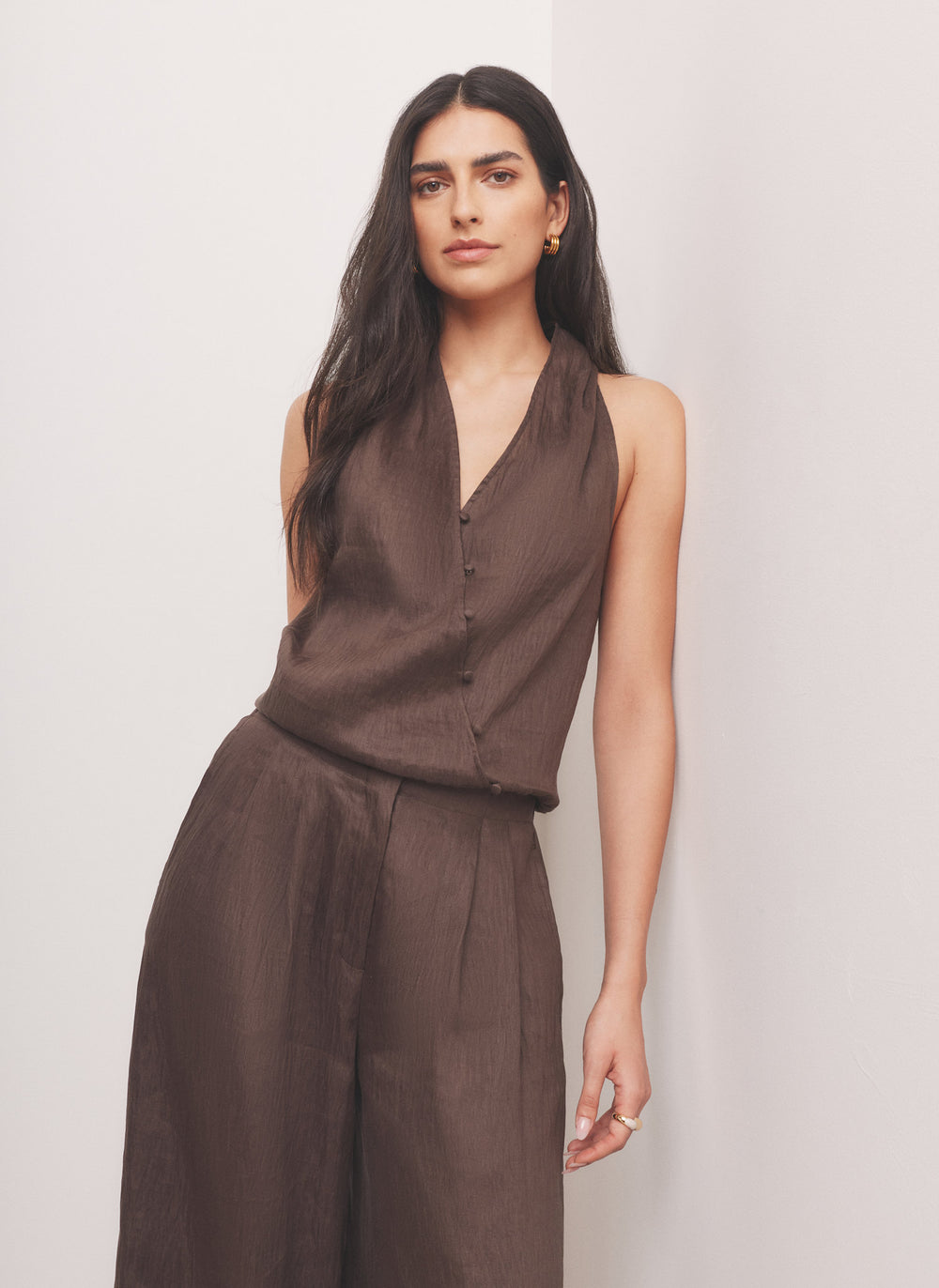 Mint Velvet Brown Beige Blend Halter Top | Size L | Brown | Sleeveless | Halter Neck Mint Velvet Brown Beige Blend Halter Top | Size L | Brown | Sleeveless | Halter Neck