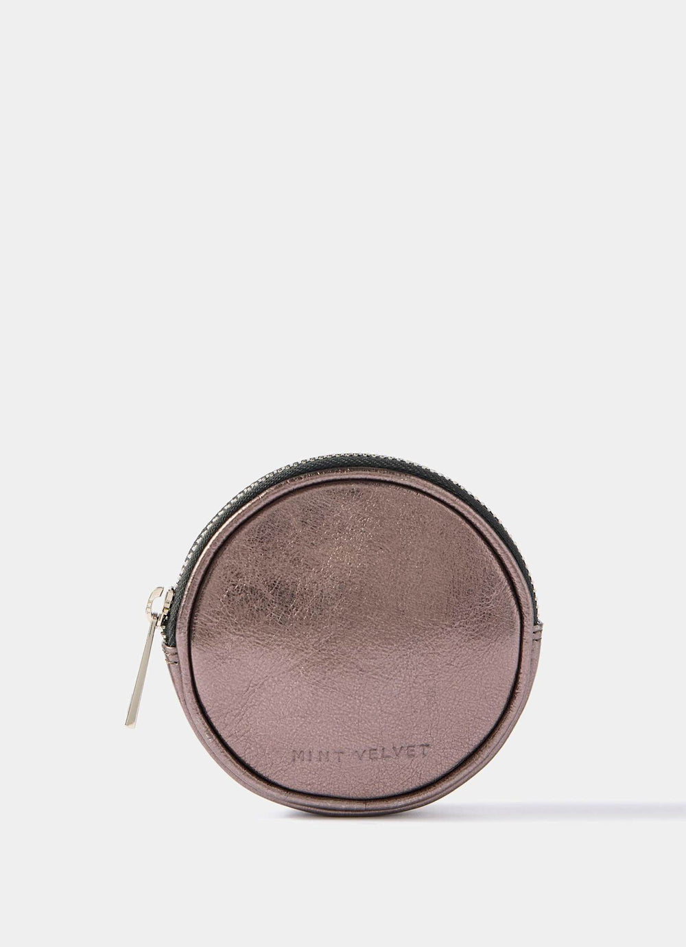 Brown Metallic Leather Coin Purse