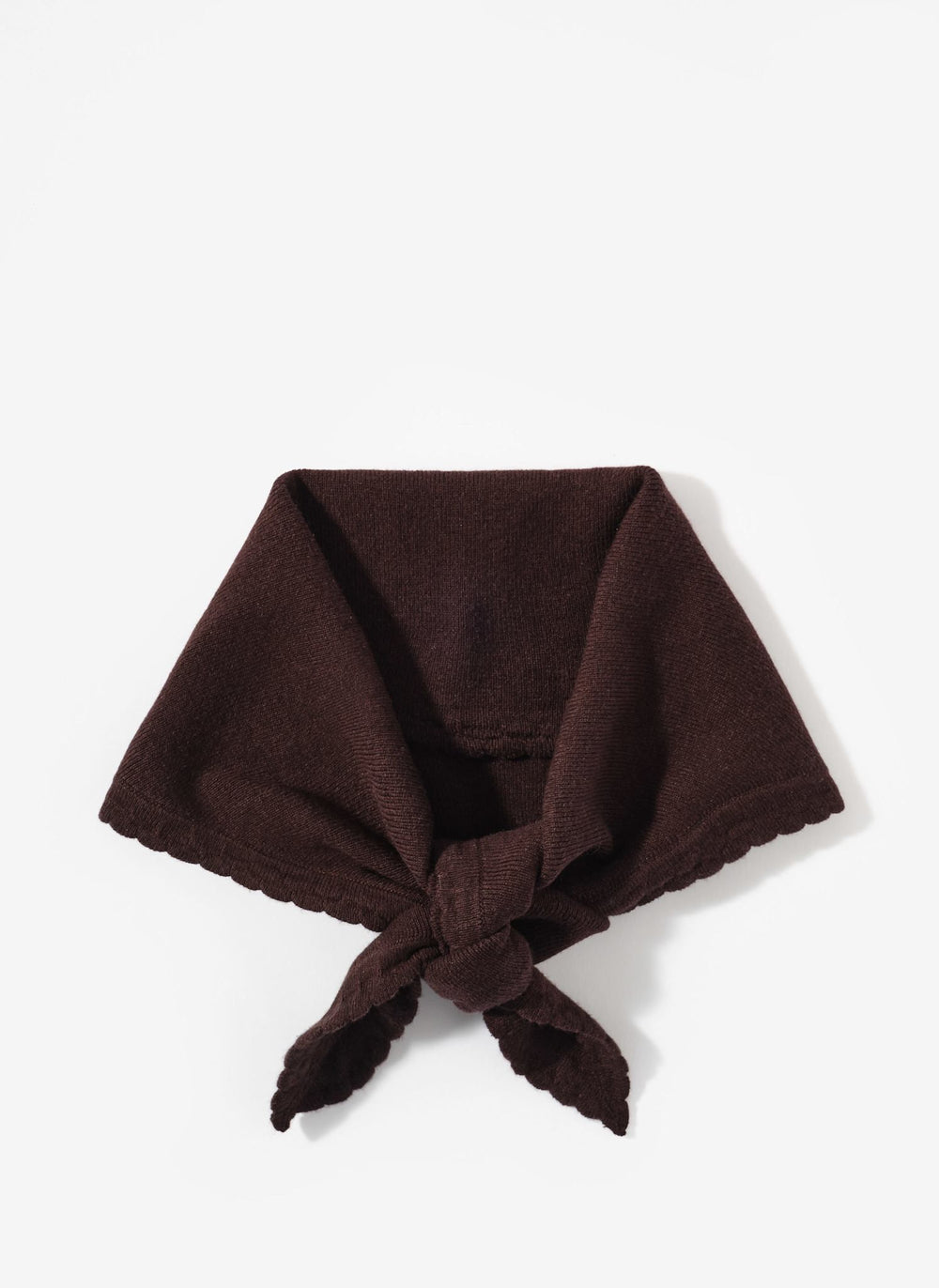 Brown Scallop Edge Knit Scarf