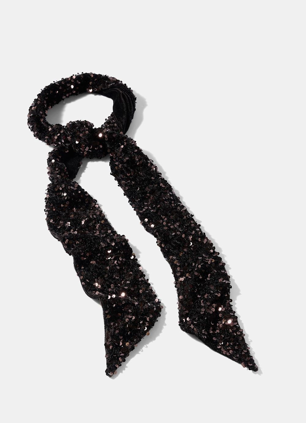 Brown Sequin Skinny Scarf