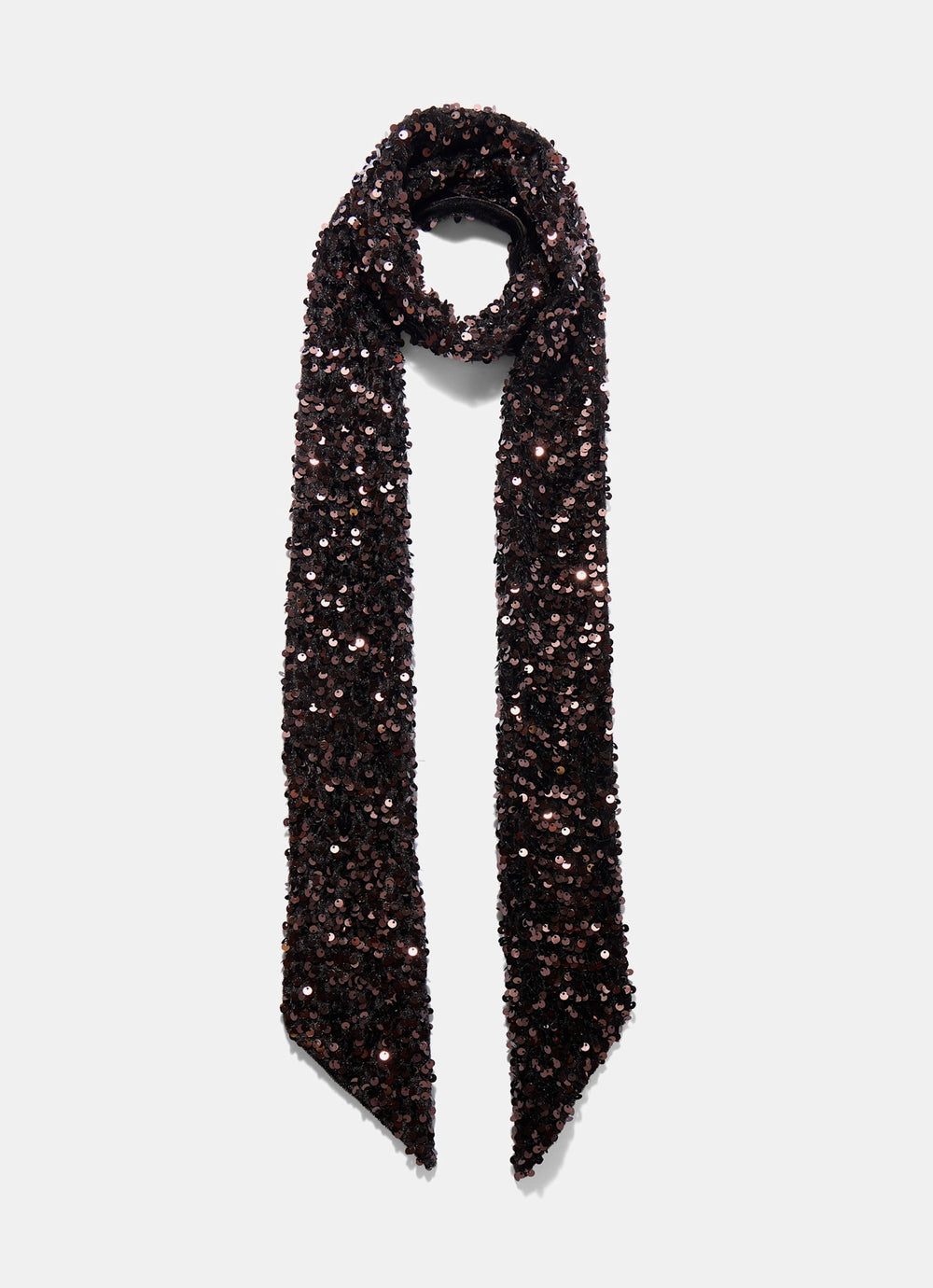 Brown Sequin Skinny Scarf