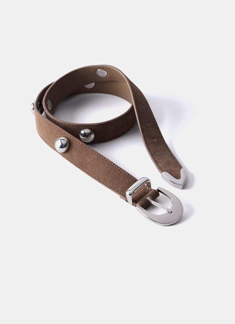 Brown Studded Suede Belt