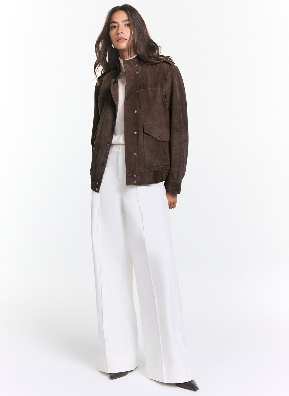 Brown Suede Bomber Jacket