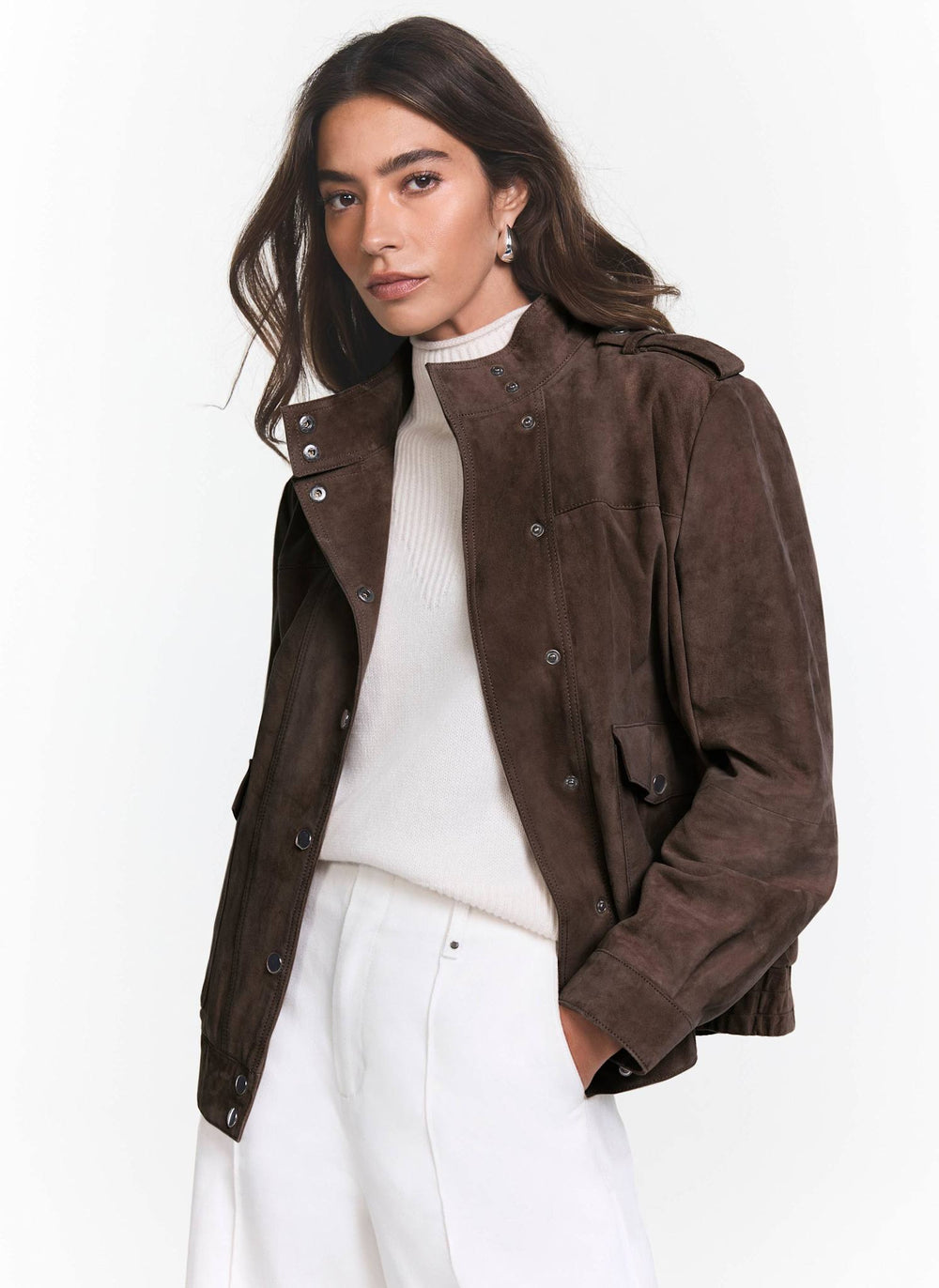 Brown Suede Bomber Jacket