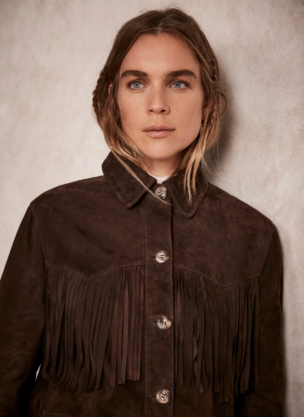 Brown Suede Fringed Jacket