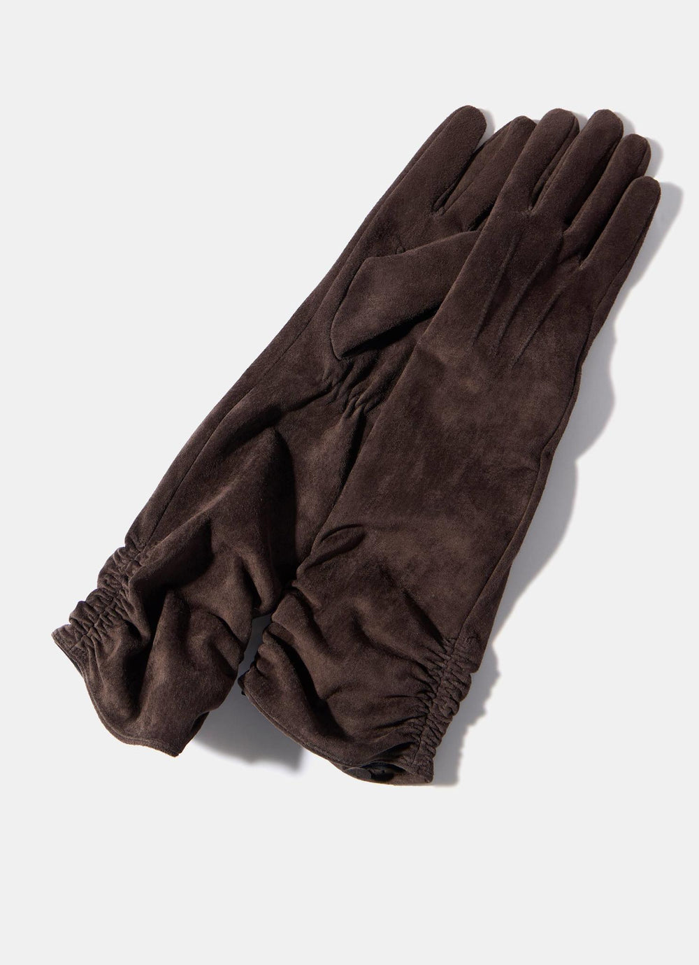 Brown Suede Long Gloves