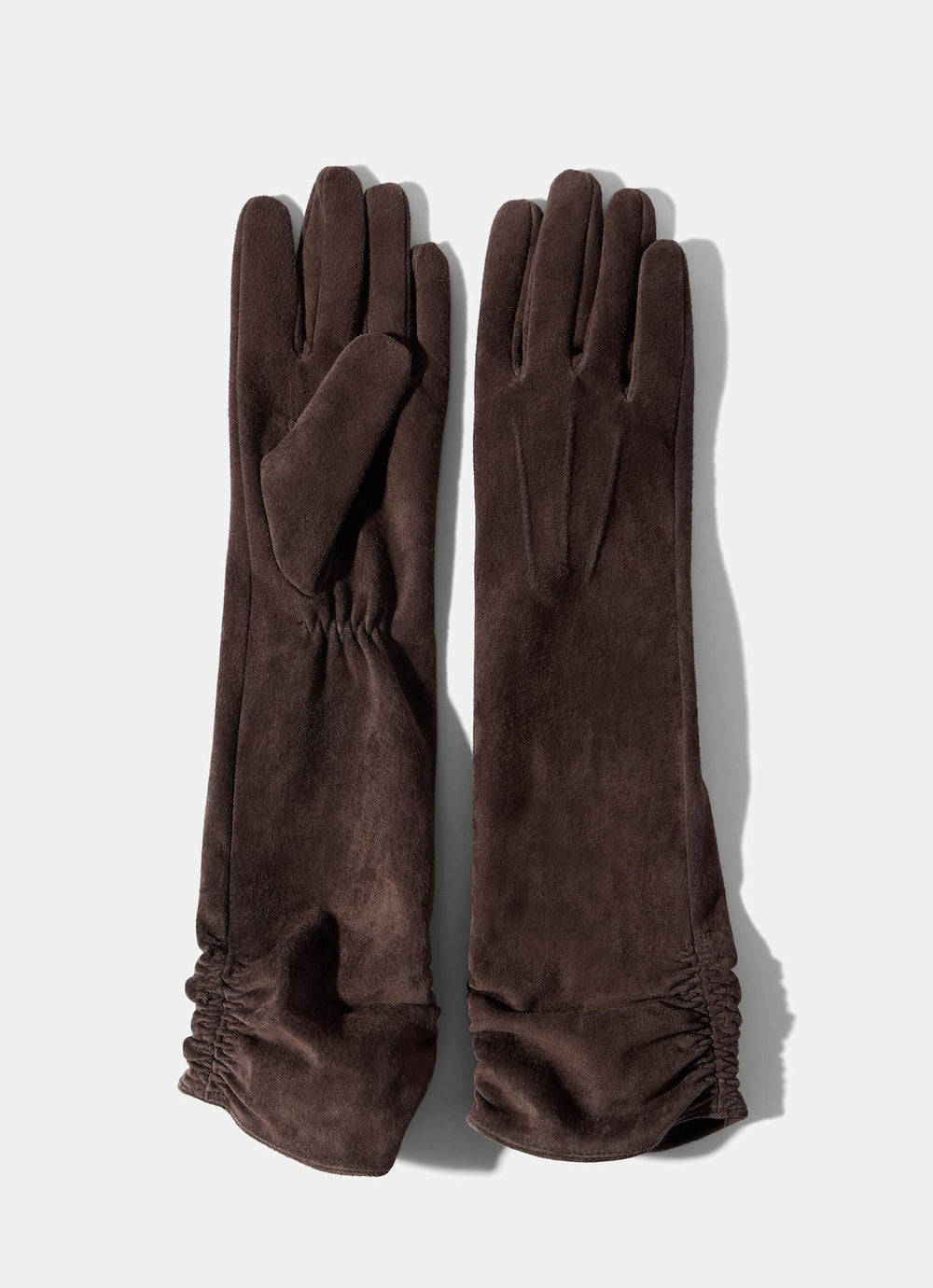 Brown Suede Long Gloves