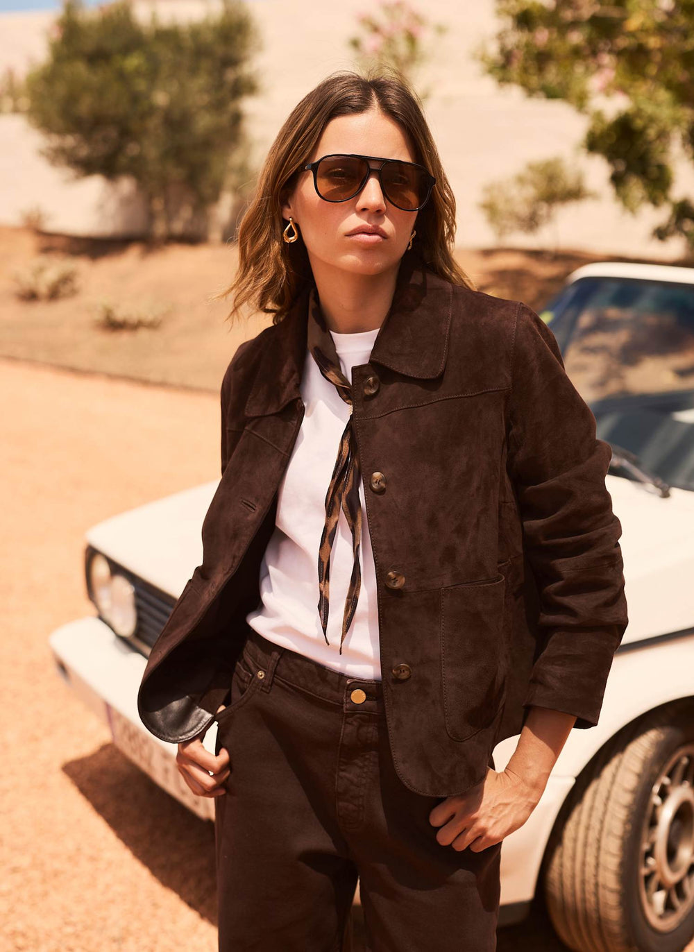 Brown Suede Pocket Detail Jacket