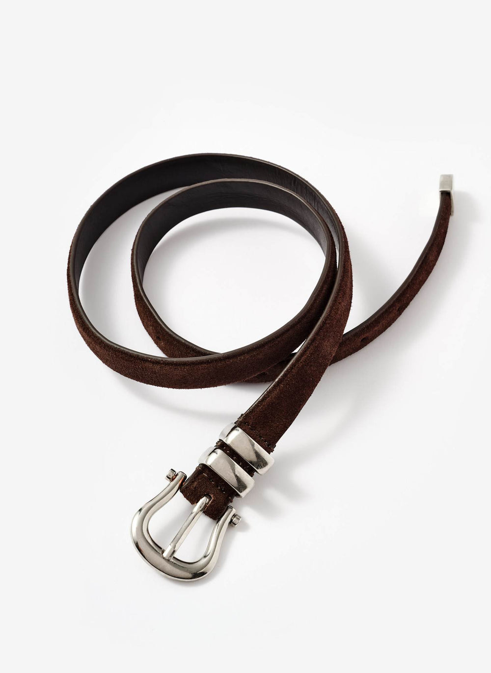 Brown Suede Slim Belt