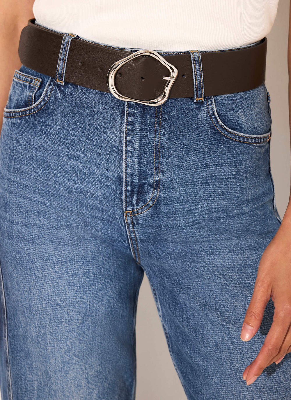Brown Leather Wide Belt