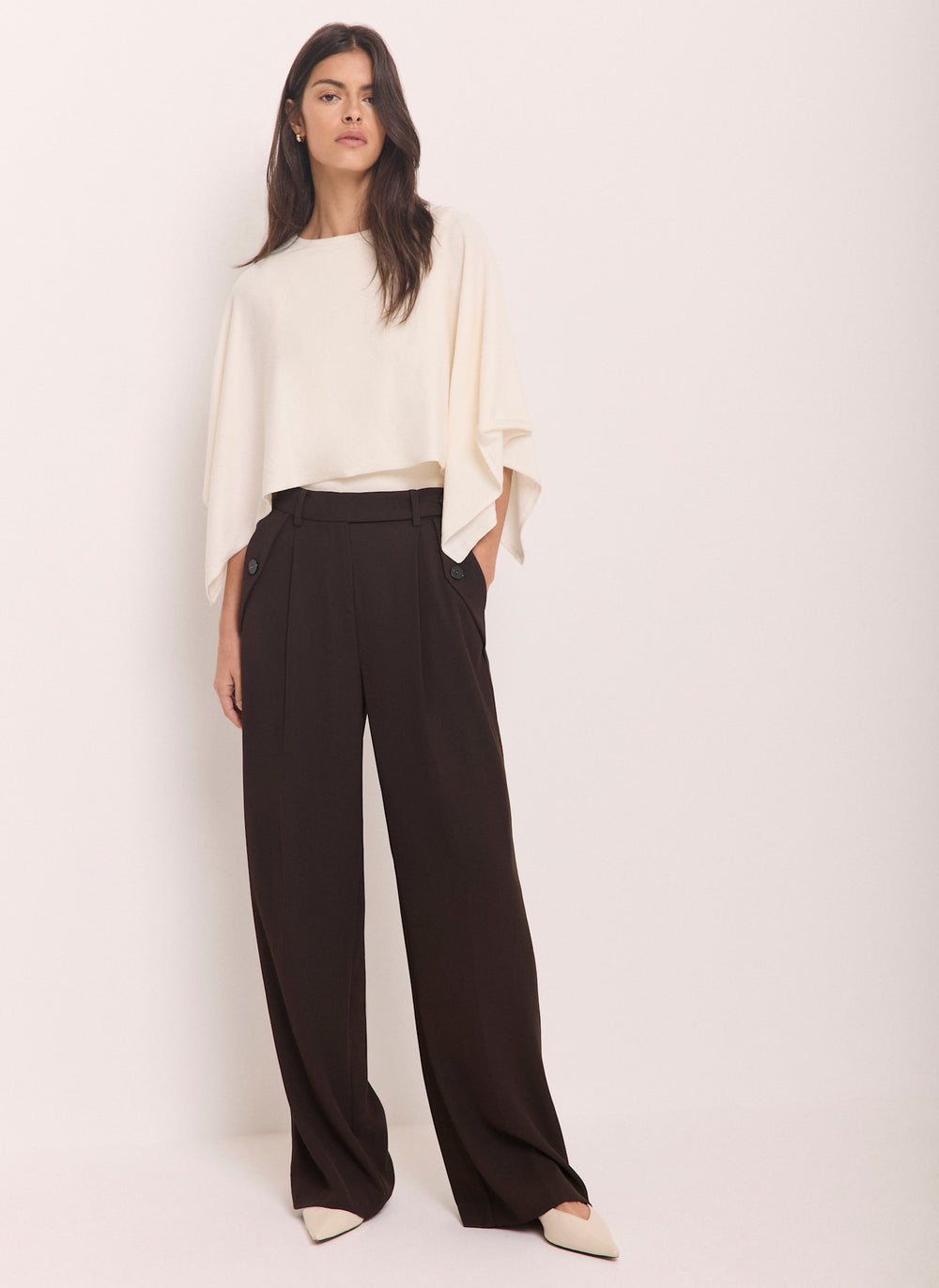 Brown Tailored Wide Trousers