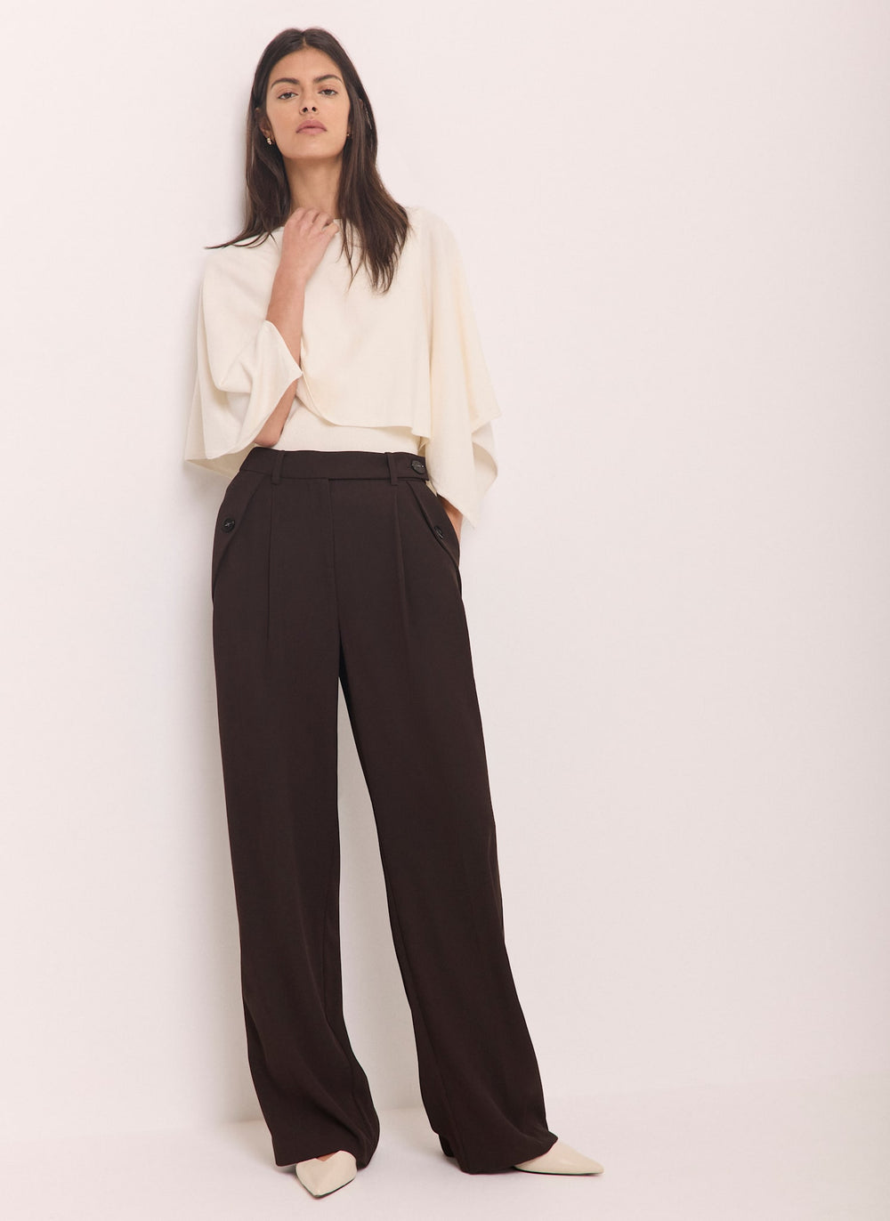 Brown Tailored Wide Trousers