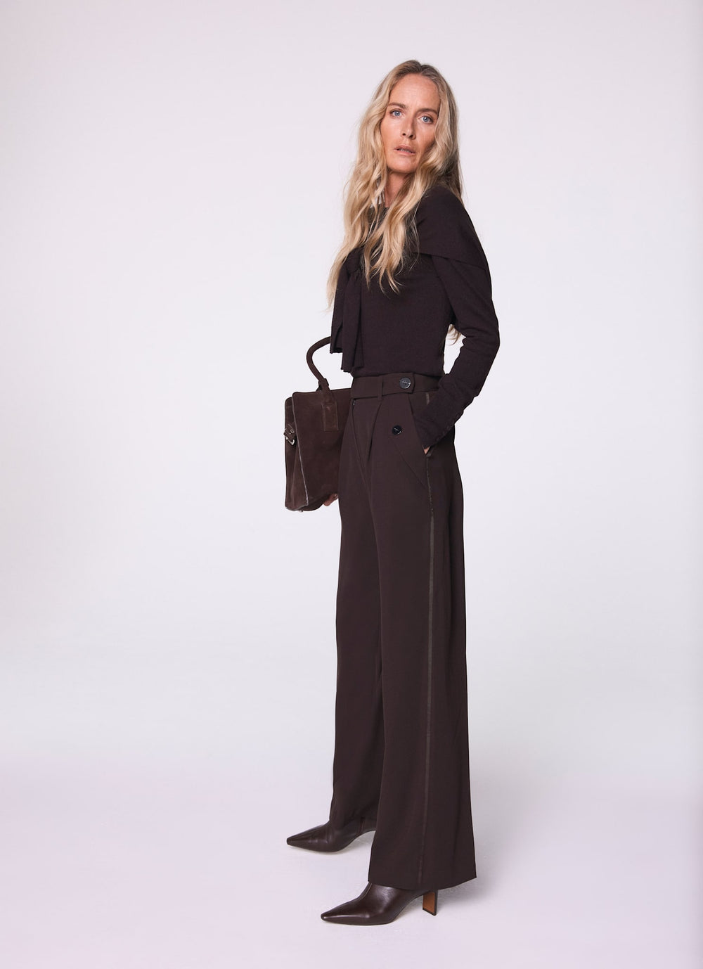 Brown Tailored Wide Side Stripe Trousers