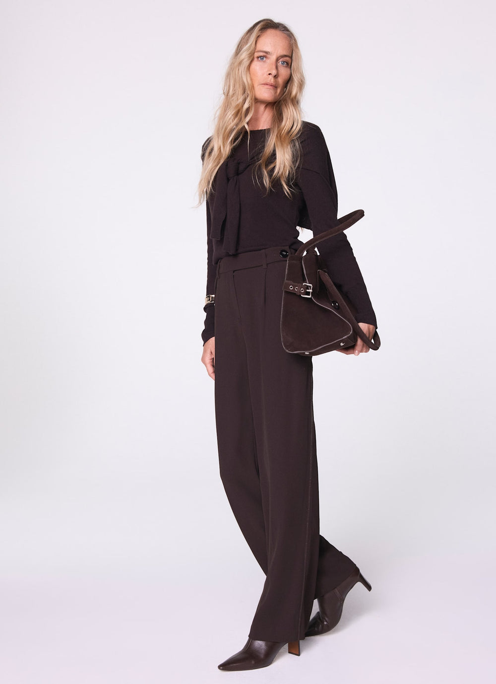 Brown Tailored Wide Side Stripe Trousers